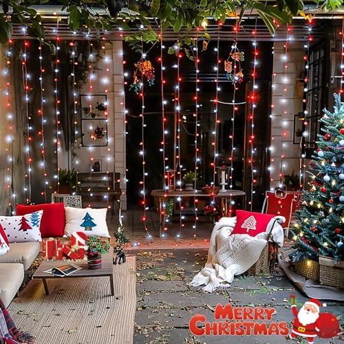 JMEXSUSS 300LED Red and White Christmas Curtain Lights - Image 5