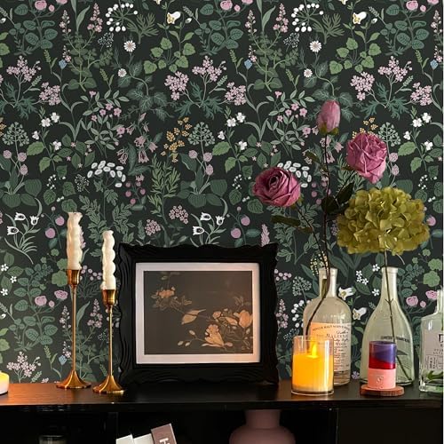 Dimoon 17.3''x236.2''Peel and Stick Wall Paper Floral Wallpaper Wall Art Renter - Image 3