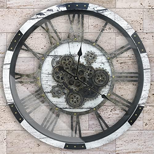 27 Inch Large Wall Clock Farmhouse Wooden Clock by DORBOKER