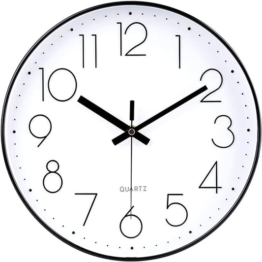 8 Inch Small Black Wall Clocks Silent Non Ticking Battery Operated by HorizentWallClock
