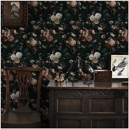 Floralplus Peel and Stick Floral Wallpaper Black Floral Wallpaper - Image 6