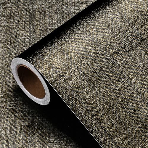 30"x160" Black and Gold Wallpaper Grasscloth Peel and Stick Wallpaper - Image 7