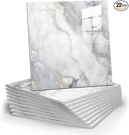Chejiaye 22pcs Marble Peel and Stick Backsplash Surface Waterproof Wall Panels by Chejiaye