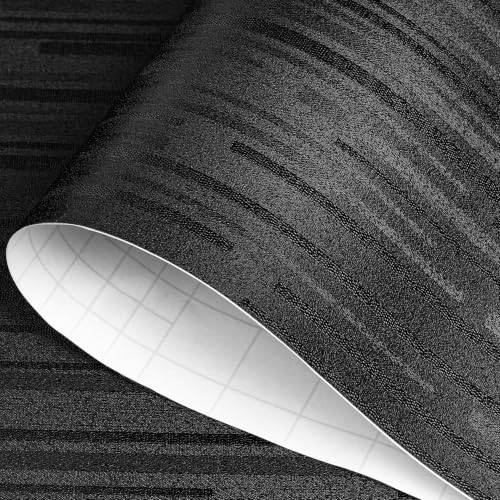 Luxury Black Wallpaper Peel and Stick Black Vinyl Wrap 15.8x317 by HelloWall