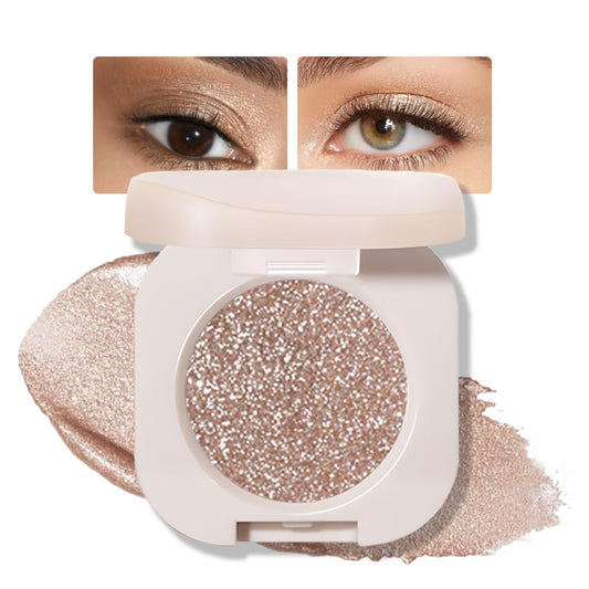 Glitter Shimmer Sparkle Eyeshadow Palette Makeup for Women, Glitter Nude Shimmer Metallic Holographic Multichrome Cream Iridescent Single Monochrome Eye Shadow Makeup, 10