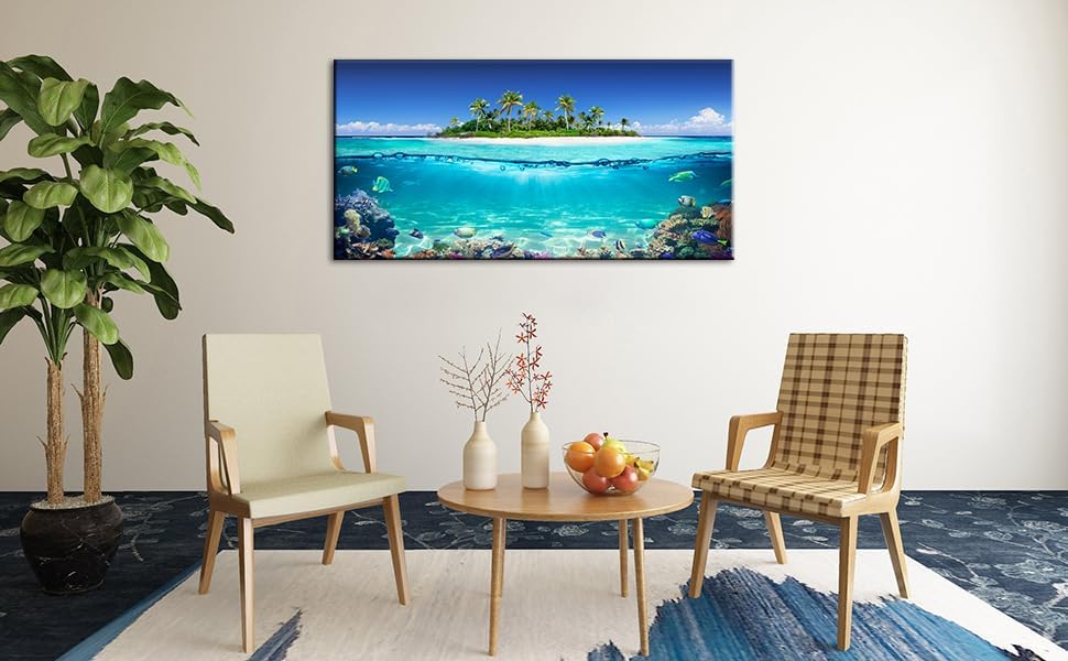 Tropical Island Coral Reef Landscape Canvas Wall Art - Image 6