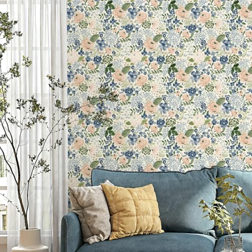 Wudnaye Blue Floral Peel and Stick Wallpaper - Image 4