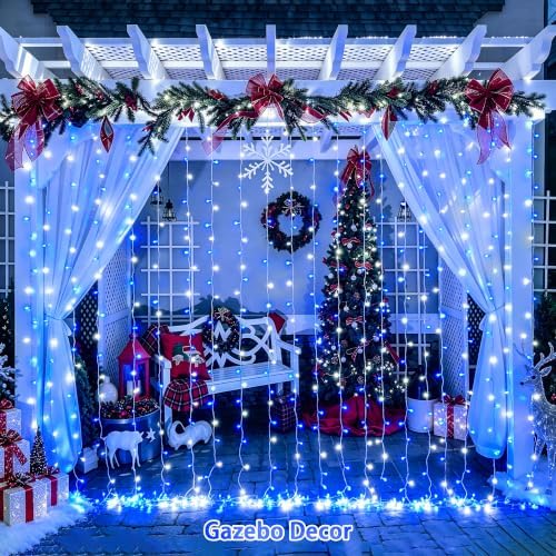 JMEXSUSS 200 LED USB Curtain Lights Blue and White - Image 5