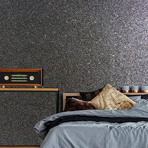 VEELIKE 15.7''x118'' Charcoal Holographic Glitter Wallpaper Stick and Peel - Image 5