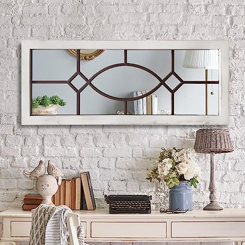 Farmhouse Mirror for Wall Decor: 43.3"x17.7" Large Rustic Windowpane Mirror - Image 5
