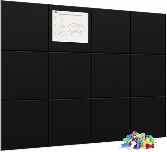 Neatsure Large Cork Board for Wall, 12 Panels Felt Tiles Tack Push Pin Board by Neatsure