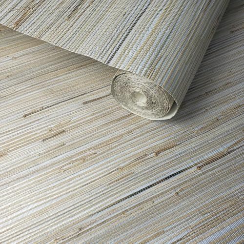 Light Gray Beige Real Natural grasscloth Wallpaper Grass Cloth by Unknown
