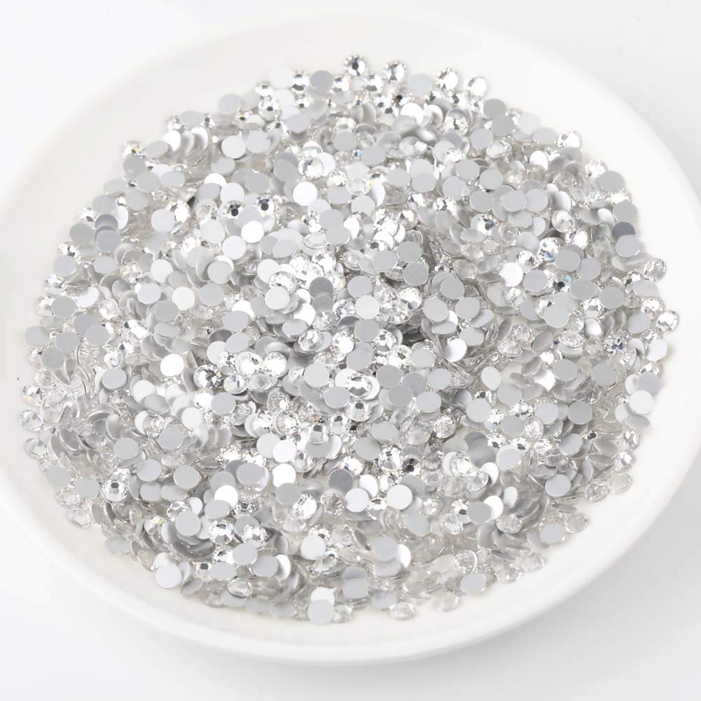 beadsland 288pcs Flat Back Crystal Rhinestones Round Gems for Nail Art and Craft Glue Fix, Crystal (SS30(6.4-6.6mm))