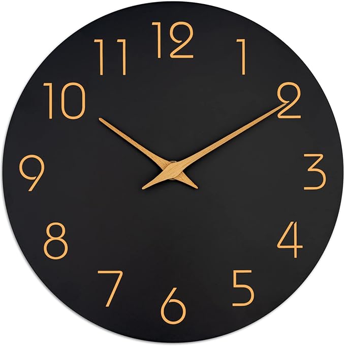 Mosewa Large Wall Clock 16 Inch Black Battery Operated Silent Non Ticking by MOSEWAWALLCLOCK