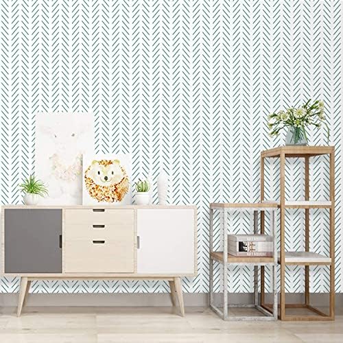 Erfoni Peel and Stick Wallpaper Green Herringbone Wallpaper - Image 5