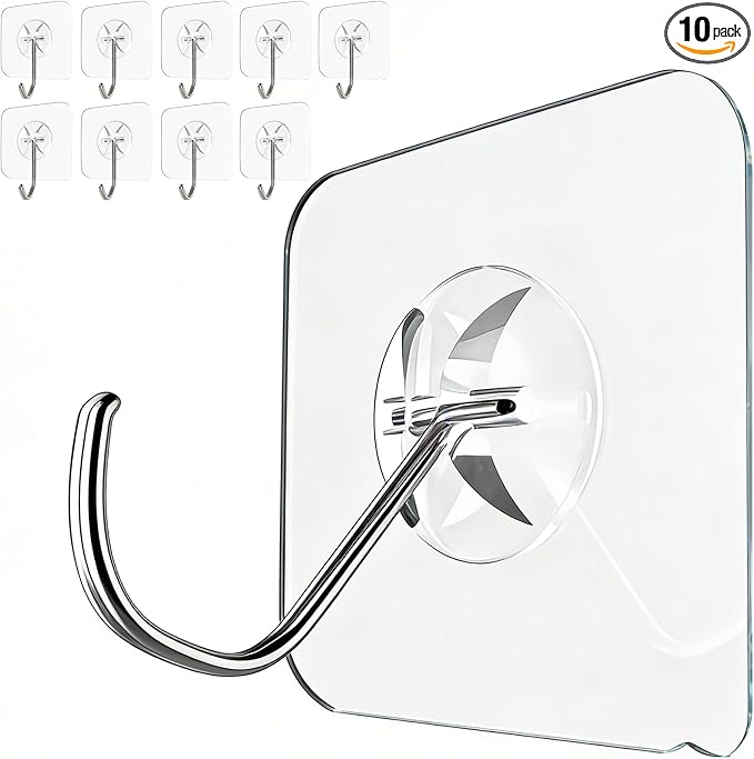 Latoxcaa Heavy Duty Adhesive Hooks 10-Pack: Holds 22lb, Strong Reusable & by Latoxcaa-SpaceMaster