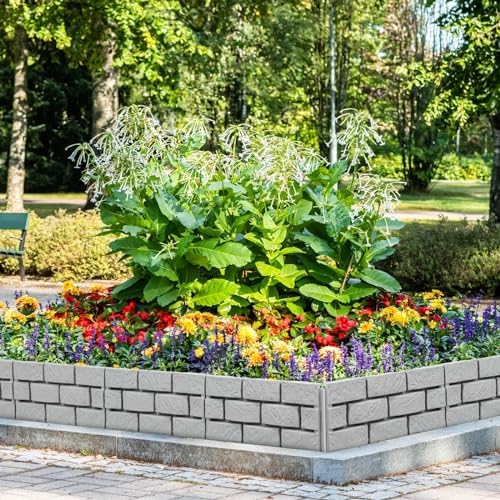 Landical 4 Pcs Gray Faux Stone Garden Fence, Landscape Edging Border - Image 5