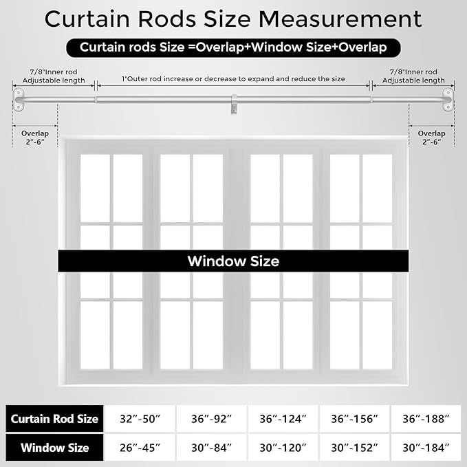 Curtain Rods 36-184 Inch, Living Room, Sliding Door - Image 8
