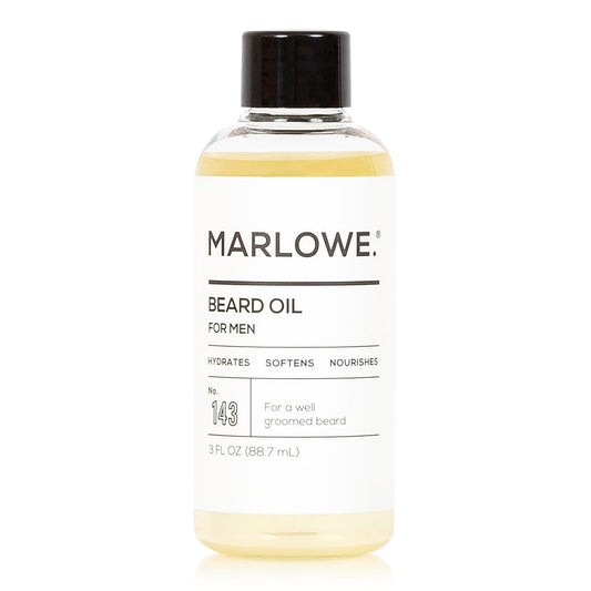 MARLOWE. No. 143 Beard Oil 3 oz, Conditioning Oil for Men, Softer & Fuller Beard Care, 100% Natural Softener with Sunflower & Safflower Oils, Conditions & Nourishes, Fragrance Free