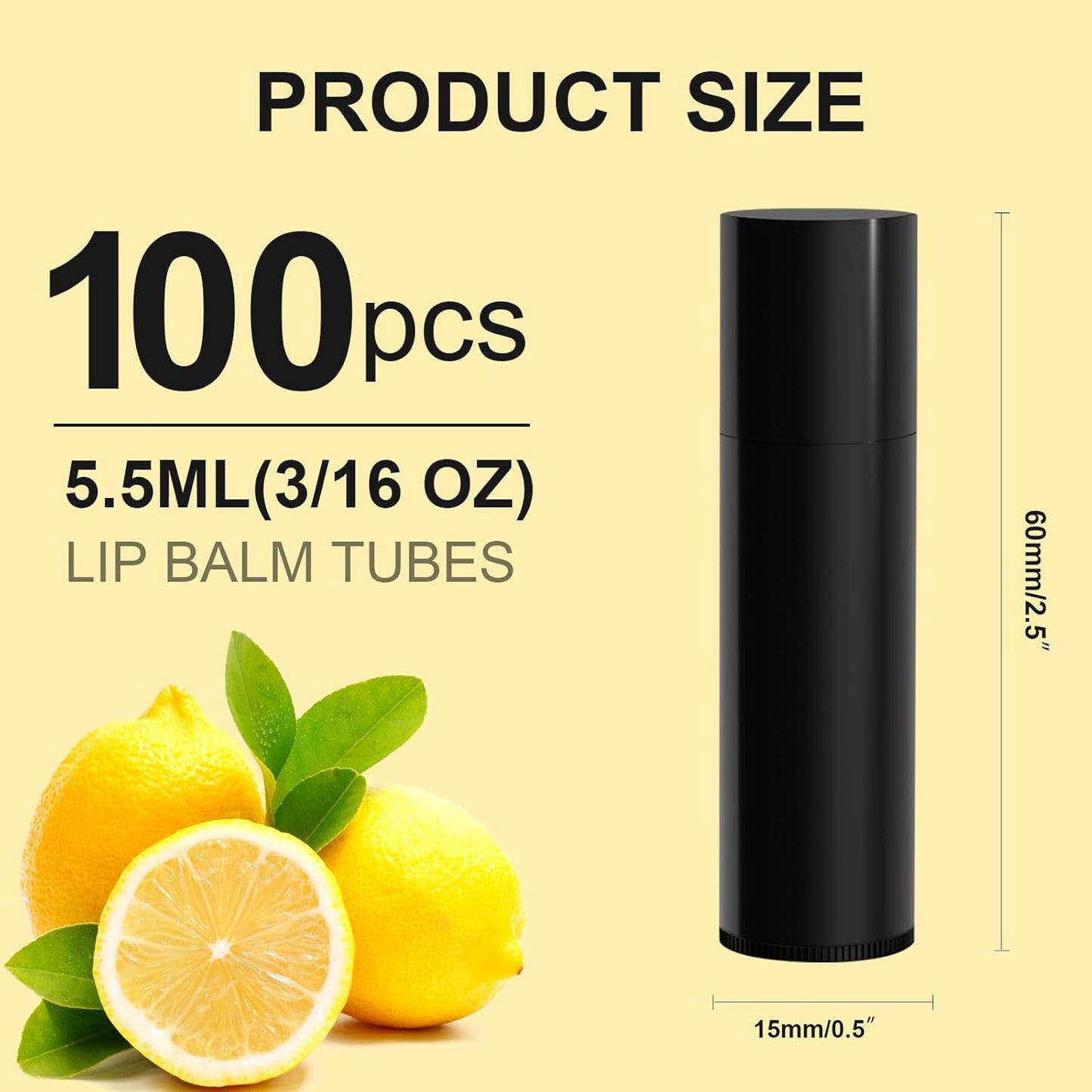 Empty Lip Balm Tubes for DIY Lipstick with Leak-proof Caps, 100-Pack Lip Balm Containers BPA Free, Black