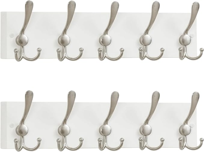 SKOLOO Creations White Solid Wood Wall Mounted Coat Rack, 5 Hooks, 16-7/8" Long by SKOLOO