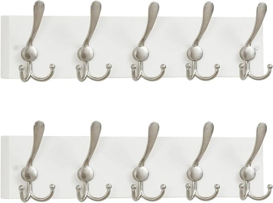 SKOLOO Creations White Solid Wood Wall Mounted Coat Rack, 5 Hooks, 16-7/8" Long by SKOLOO