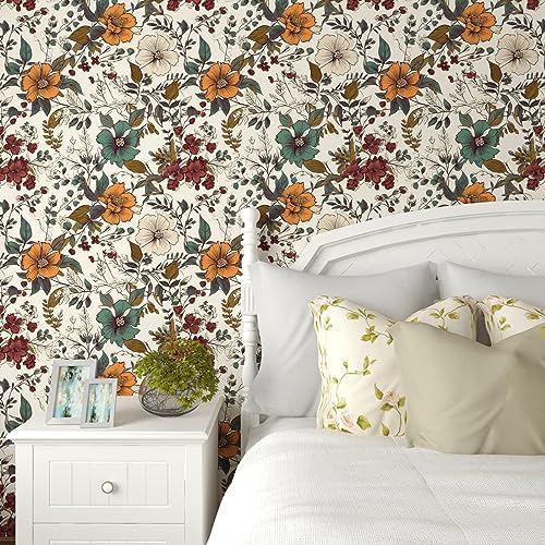 Danodoi Yellow Vintage Floral Peel and Stick Wallpaper 17.5" x 197" - Image 5