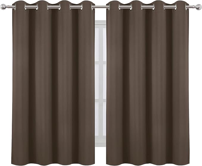 LEMOMO Blackout Curtains 52 x 45 inch/Chocolate Brown Curtains Set of 2 - Image 2
