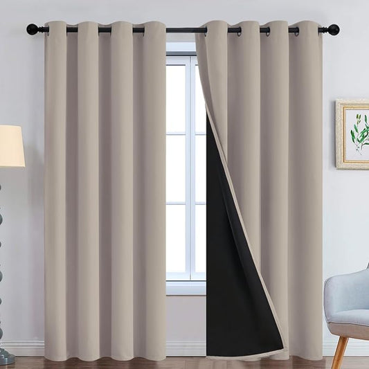 Yakamok 100% Blackout Curtains 90 Inches Long, 2 Thick Layers Heat and Full by Yakamok