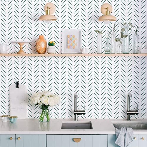Orainege Green Peel and Stick Wallpaper Herringbone Contact Paper - Image 5