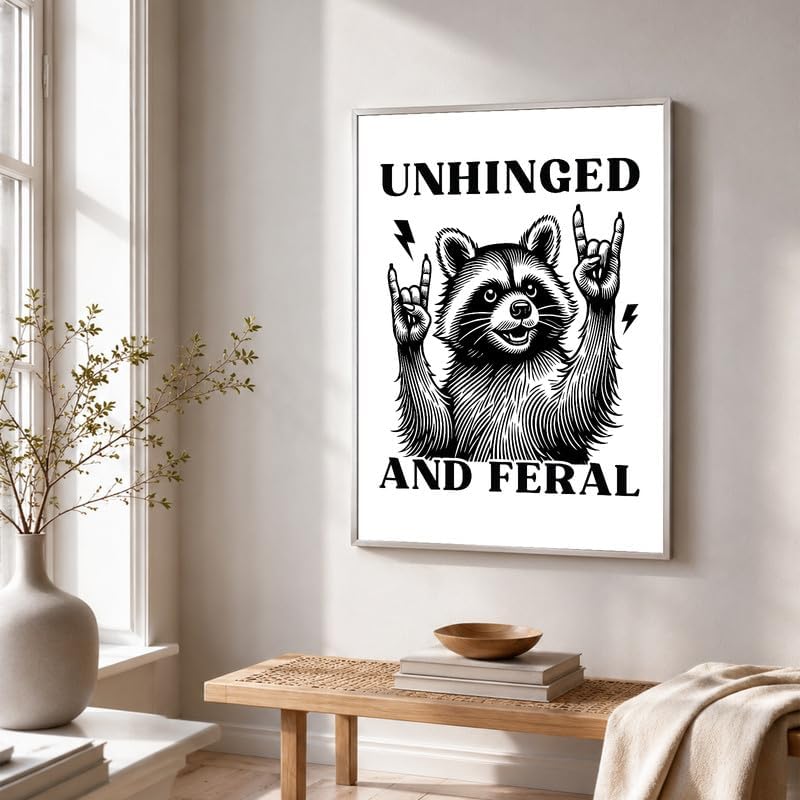 InkFlow Posters Feral Raccoon Fun Canvas Poster - Image 4