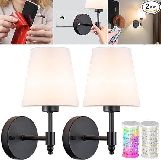 Vimhou Peel and Stick Wall Sconces, Stick On Wall Sconce Set of 2, Battery by Vimhou