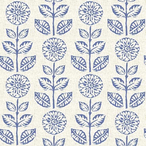 Wudnaye Blue Floral Peel and Stick Wallpaper by Wudnaye