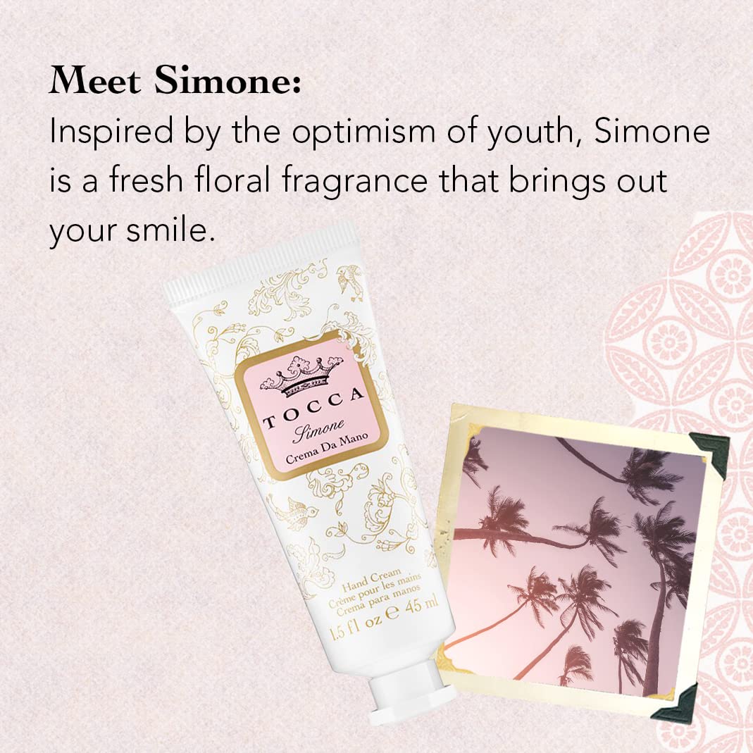 Tocca Crema de Mano Luxe, Simone Hand Cream, 4 oz - Fresh Floral - Breezy, Sparkling, Radiant - Moisturizing, Quick Absorbing