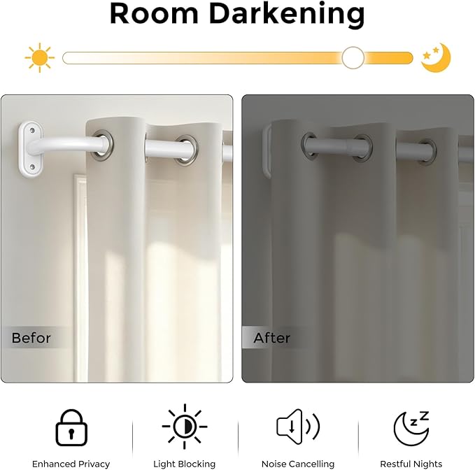Curtain Rods 36-88 Inch, 1 Inch Adjustable Heavy Duty Room Darkening Window - Image 3