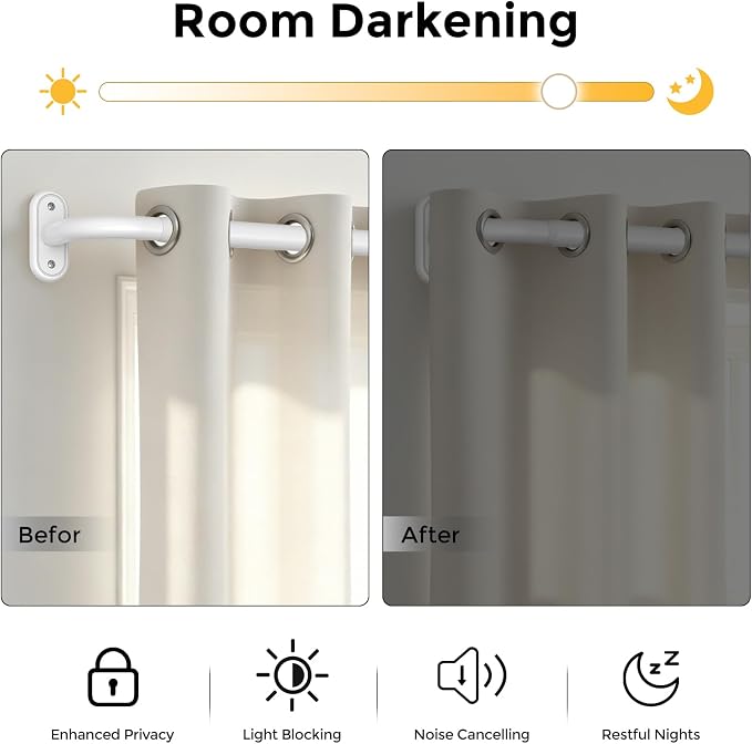 2 Pack Curtain Rods 36-88 Inch, 1 Inch Adjustable Heavy Duty Room Darkening - Image 3