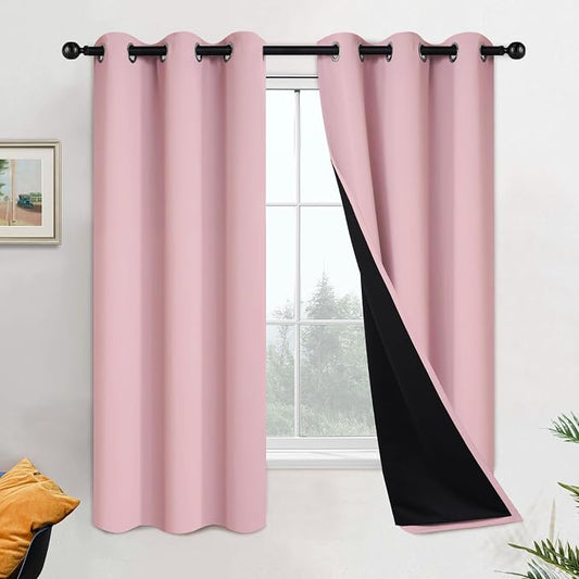 Yakamok Full Blackout Curtains 63 Inches Long, 2 Thick Layers Grommet Top by Yakamok