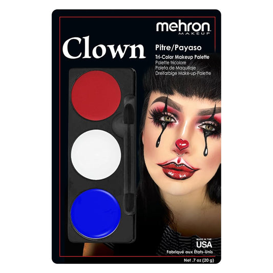 Mehron Makeup Tri-Color Character Makeup Palette | Halloween, Special Effects and Theater Cream Makeup FX Palette | Face Paint Makeup .7 oz (20 g) (CLOWN)