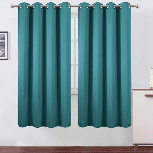 LEMOMO Blackout Curtains 66 x 72 Inch Long Sea Teal Curtains Set of 2 Panels by Lemomo