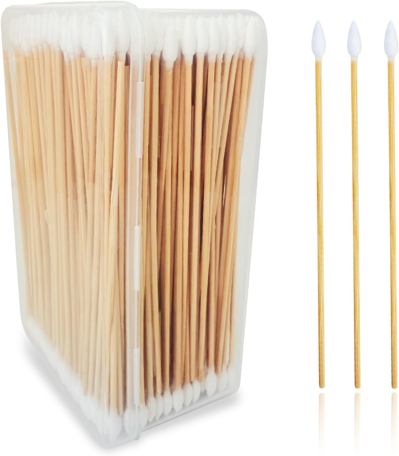600/500/400 PCS Gun Cleaning Swabs - 6" Lint-Free Long Cotton Swabs Bamboo Handle, Precision Firearm Maintenance Kit Electronics Instruments, Professional Supplies with Reusable Storage Case