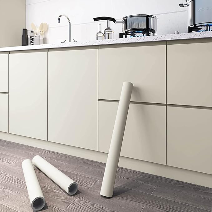 Dimoon 394''x23.6'' Cream Skin Peel and Stick Wallpaper Contact Paper Modern - Image 2