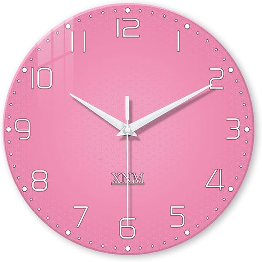 XNM Pink Clock for Girls Bedroom Small Wall Clock Battery Operated 14 Inch by XNMwallclock