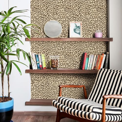 Simon&Siff Leopard Print Peel and Stick Wallpaper 17.3"x400" Black/Brown - Image 5