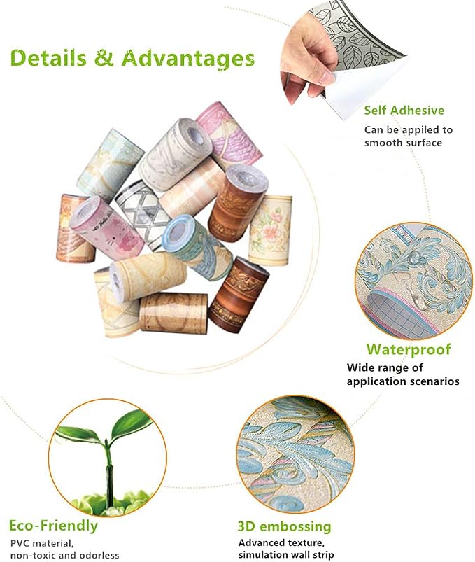 REDODECO Elegant Silver Grey Floral Molding Wallpaper Border Peel Stick Home - Image 8