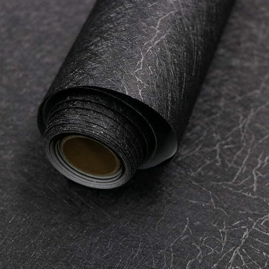 Abyssaly Black Silk Wallpaper Peel and Stick 15.7" X 393.7" Embossed Self by Abyssaly