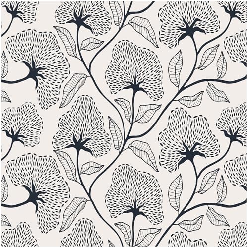 Peel and Stick Wallpaper Black and Beige Contact Paper 17.3"x197" by HellKitWallpaper