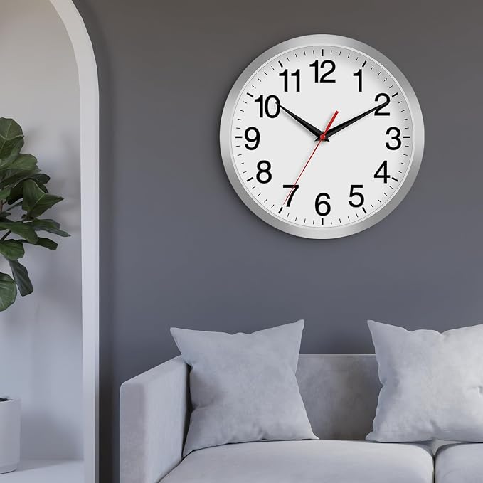 Rohioue 12 Inch Wall Clock Modern Battery Operated Silent Non Ticking Analog - Image 5