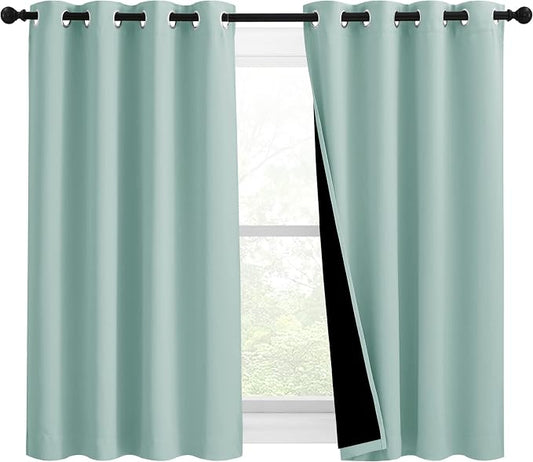 NICETOWN 100% Blackout Curtains 54 inches Long, Double-Deck Completely Blackout by NICETOWN