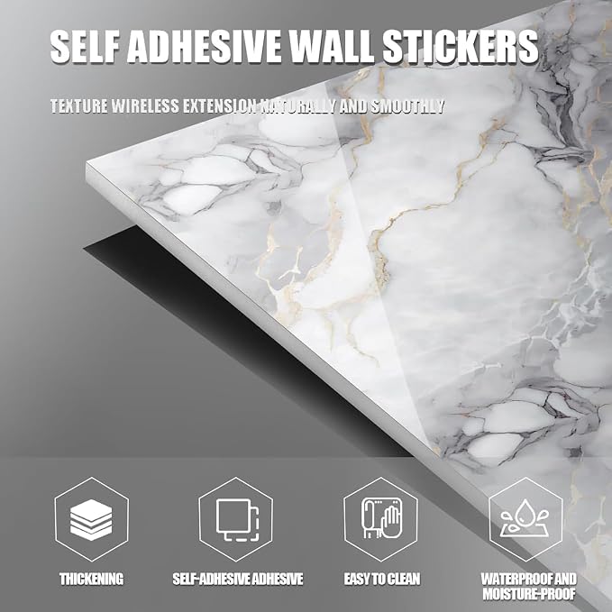 Chejiaye Thick 22pcs Marble Peel and Stick Backsplash Waterproof Washroom Wall - Image 7