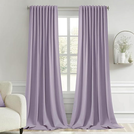 MIULEE Lilac Back Tab Blackout Curtains 102 Inch Long 2 Panels Set by MIULEE